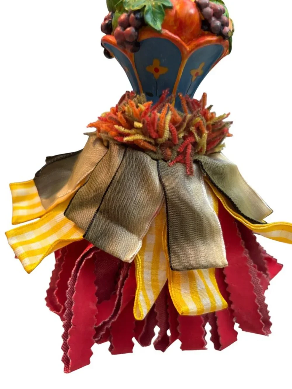 Kelly Paulk for Silvestri Fruit Basket Ornament With Multicolor Ribbons & Textur